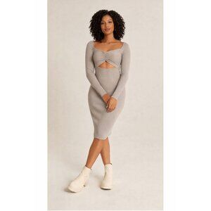 Abercrombie & Fitch Tan Ribbed Cutout Midi Dress Large Tall